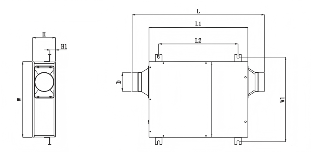 Single Way Fresh Air Inline Fan-size