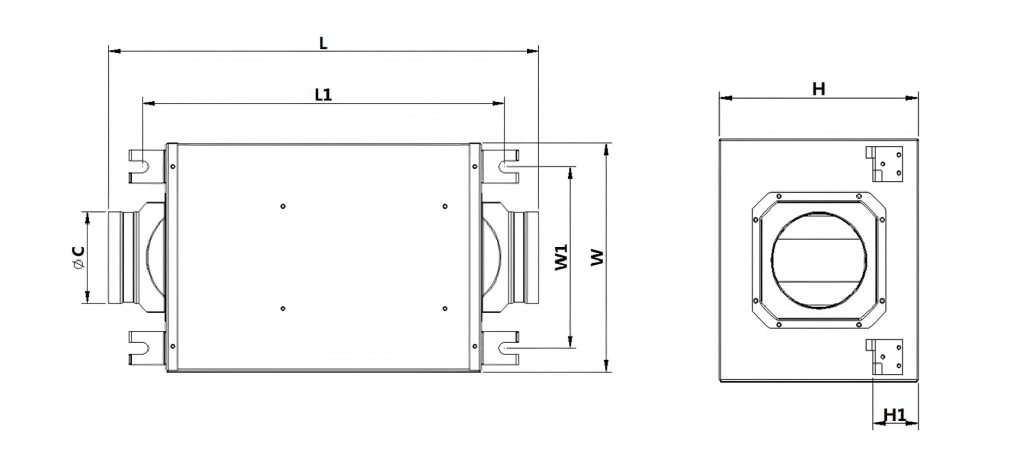 Single Way Inline Box Fan-size