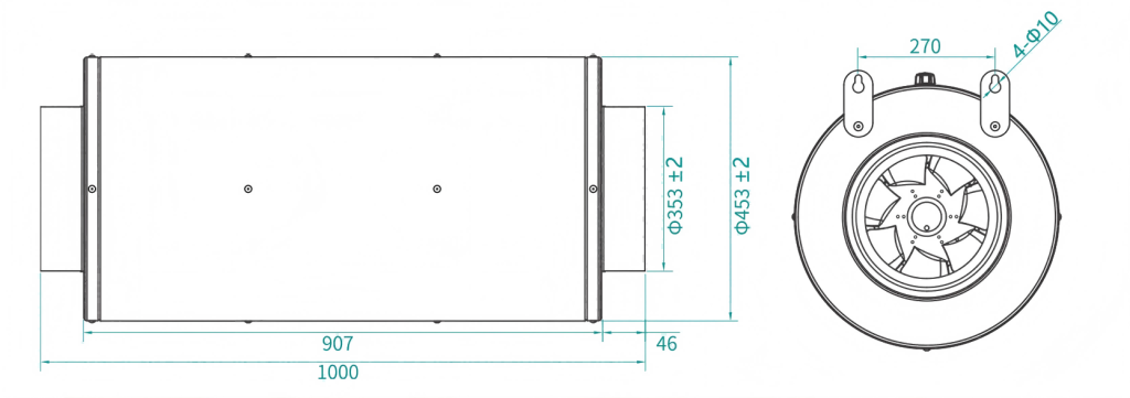 Grow Room Inline Fan-size